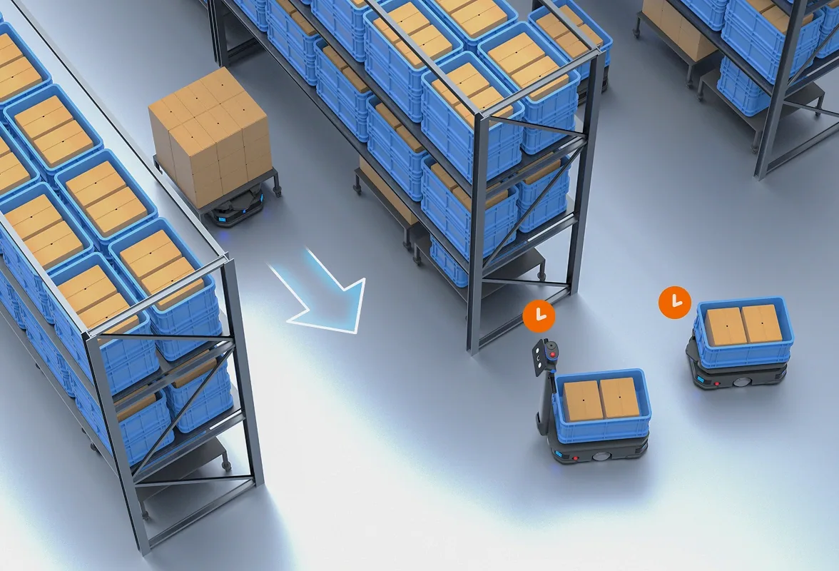 Robot T600 Underride luồn gầm kệ hàng trong lối đi kho